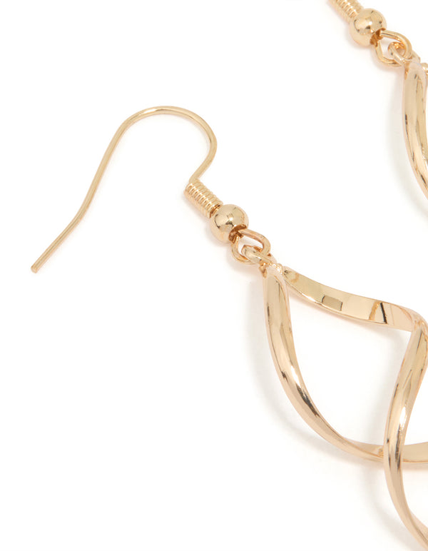 Gold Wave Drop Earrings