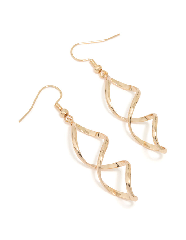 Gold Wave Drop Earrings