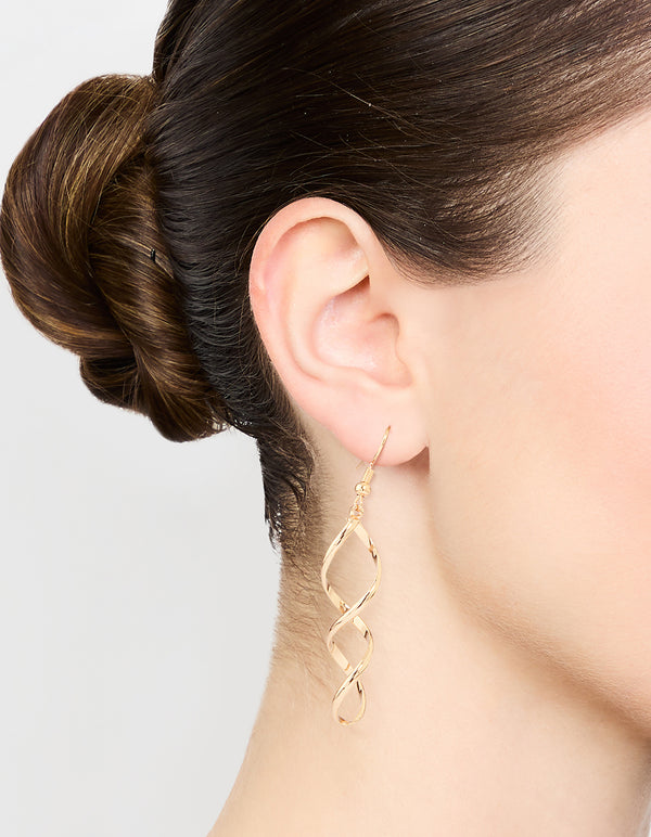 Gold Wave Drop Earrings