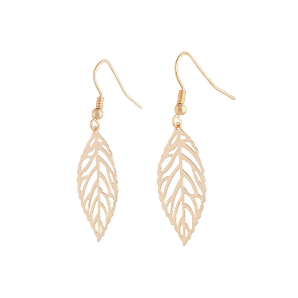 Handmade Gold Leaf Crystal Dangle Earrings – UK Made, Hook Closure, New With Tags