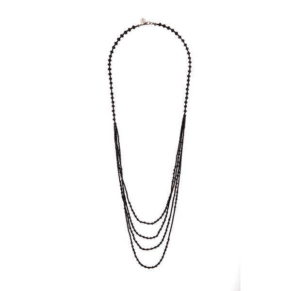 Gunmetal Black Facet Multi Row Necklace