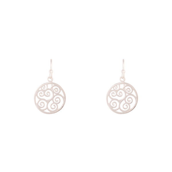 Sterling Silver Round Filigree Drop Earrings