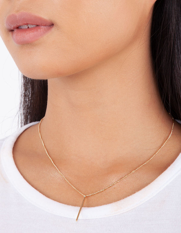 Gold Fine Pin Necklace