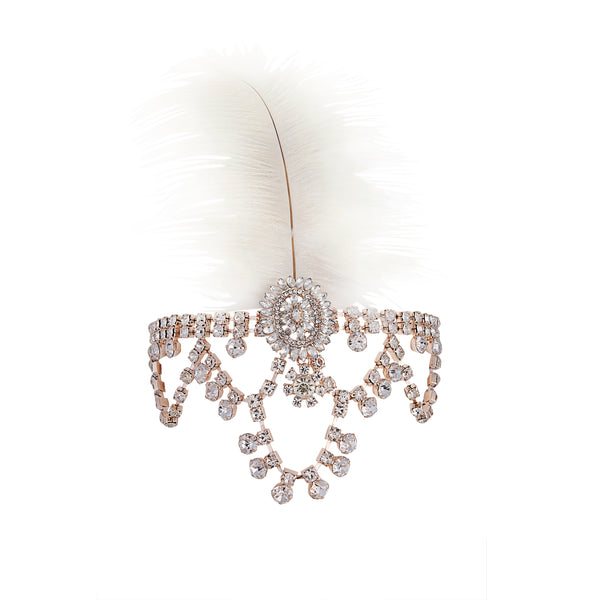 Rose Gold Feather Jewel Headchain