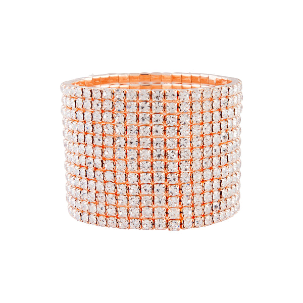 Rose Gold Diamante Statement Stretch Cuff