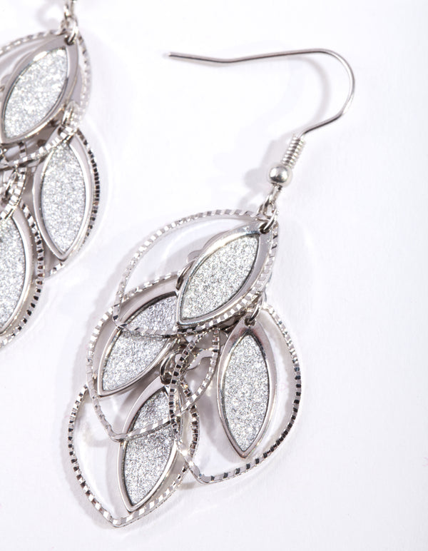 Silver Glitter Layered Earrings