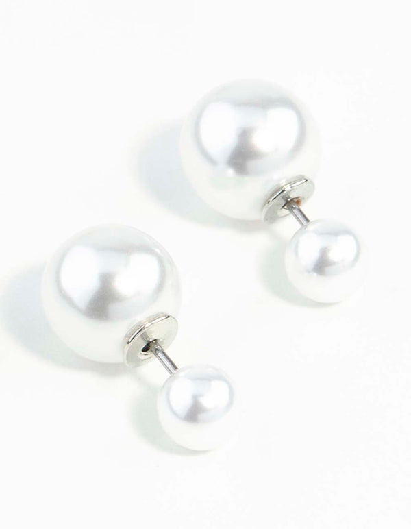 Pearl Ball Sandwich 8MM Stud Earrings