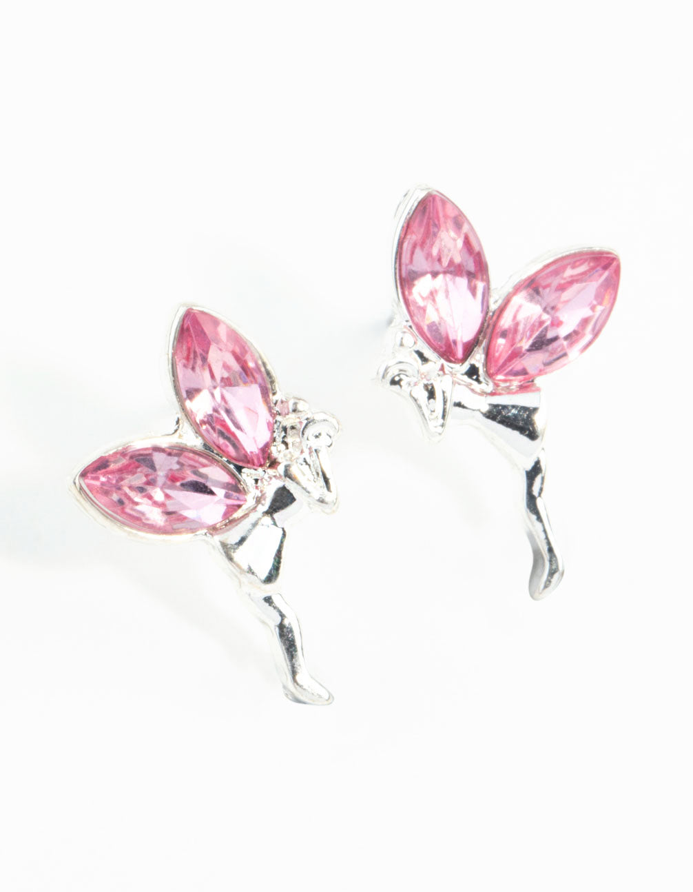 Silver Metal Fairy Stud Earrings