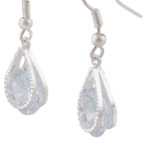 Cubic Zirconia Silver Teardrop Earrings