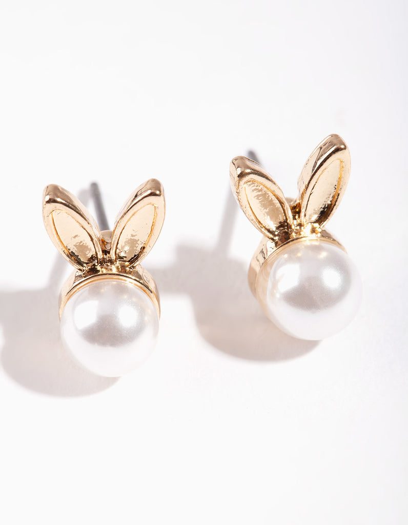 Gold Pearl Bunny Stud Earrings Lovisa