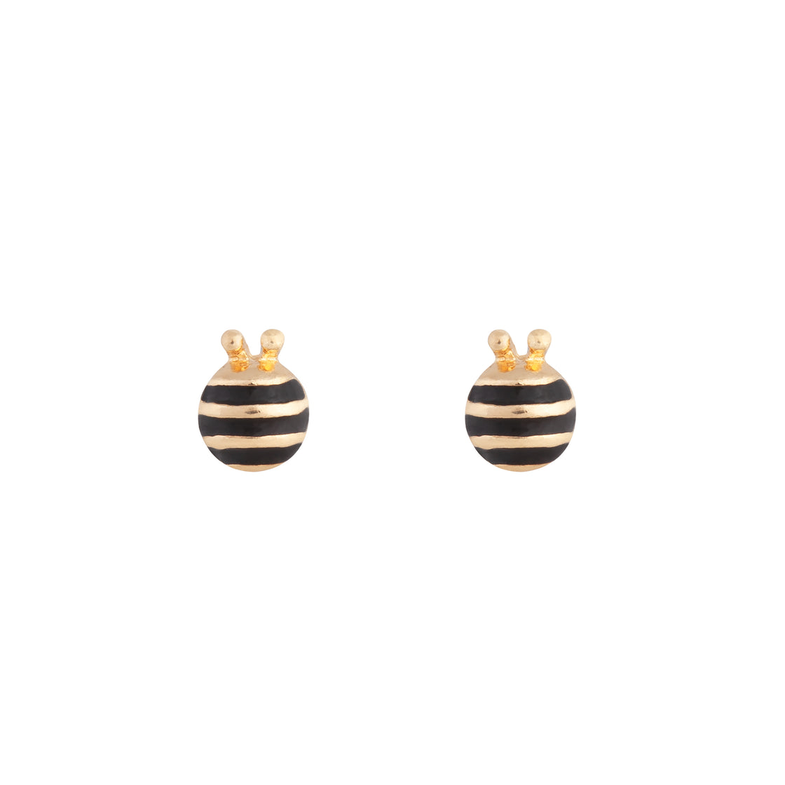 Gold Black Bee Stud Earrings