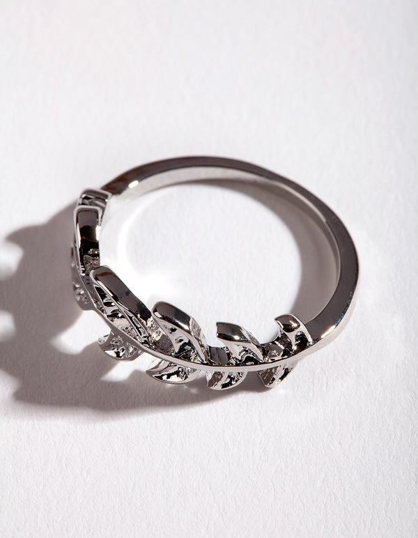Silver Leaf Band Ring