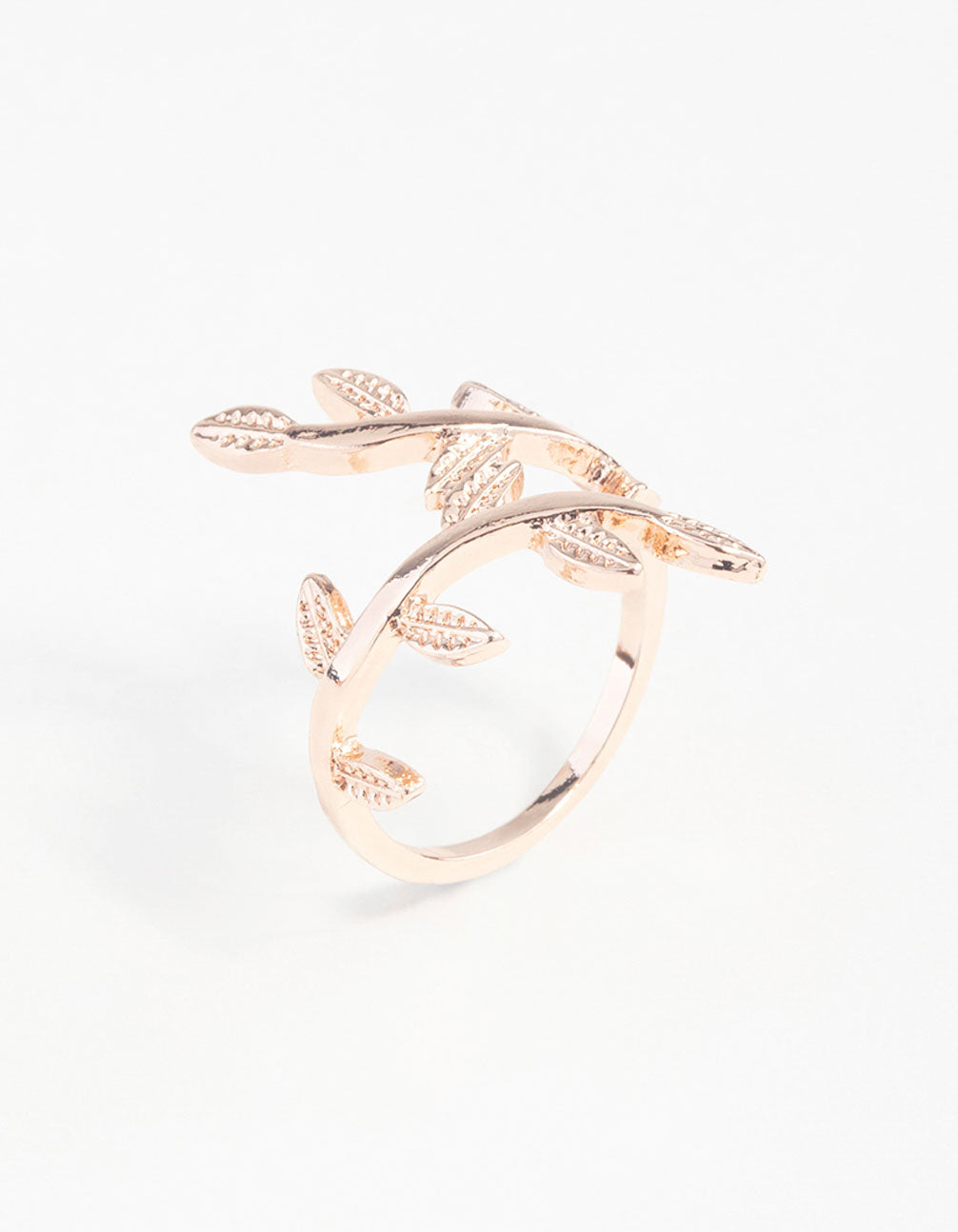 Rose Gold Leaf Double Band Ring