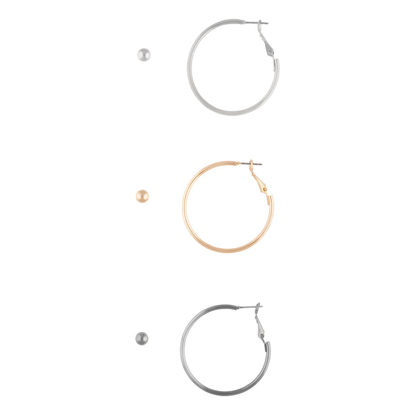 Mixed Metal Stud Hoop Earring Pack