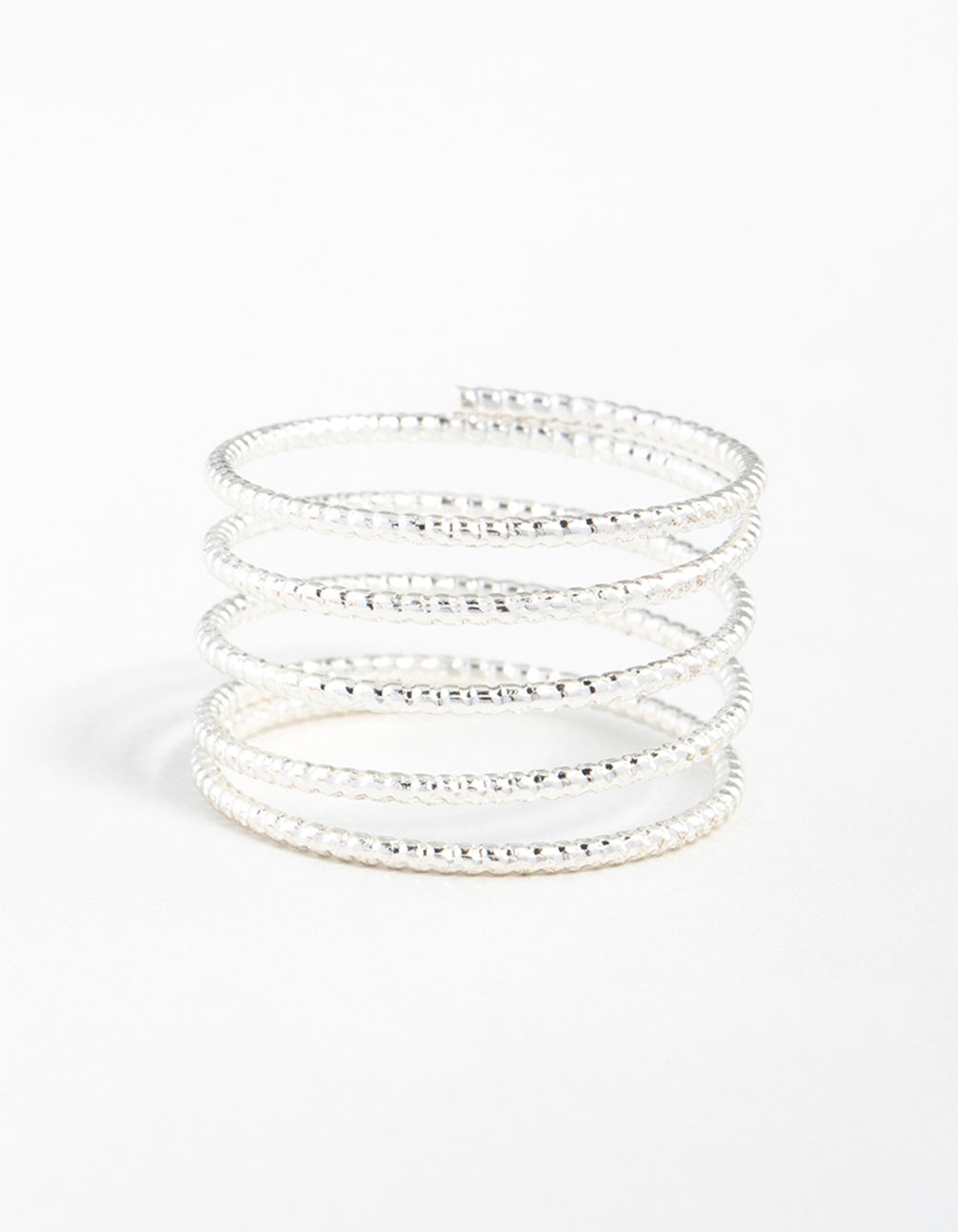 Silver Diamond Cut Spiral Ring
