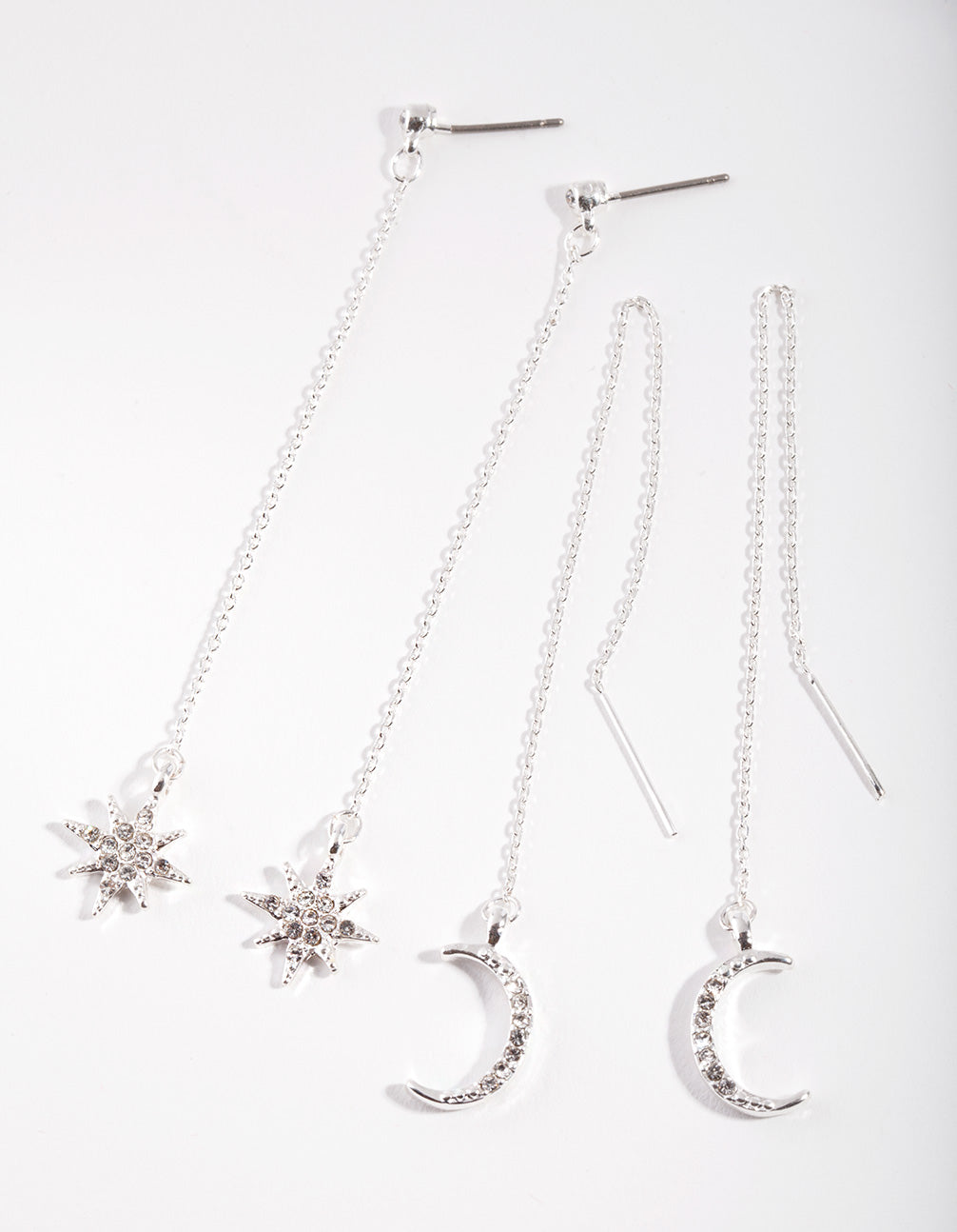 Silver Star Moon Drop Earring Pack