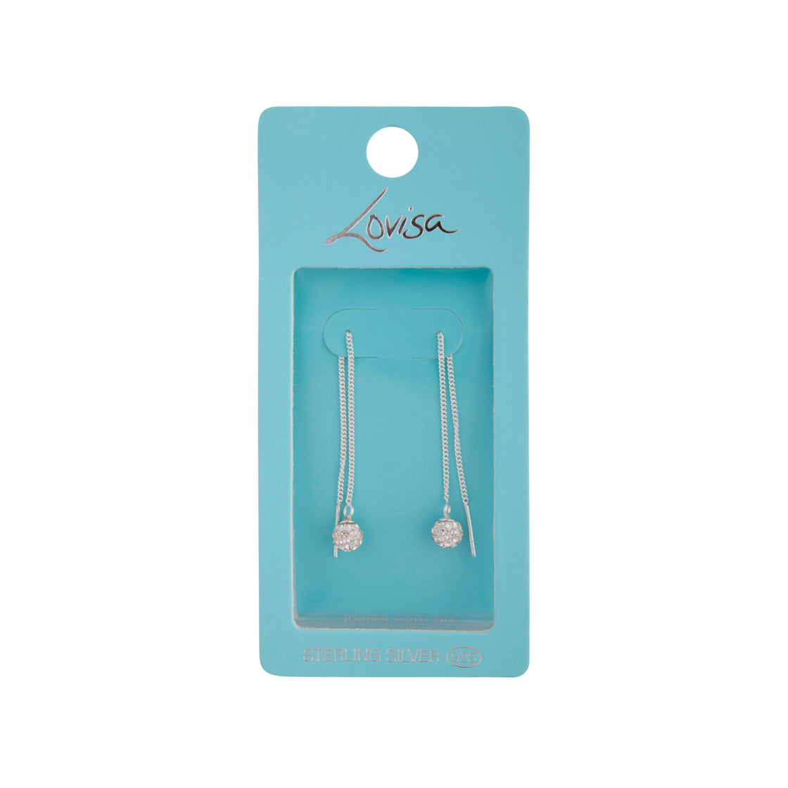 Sterling Silver Diamante Bead Thread Earrings