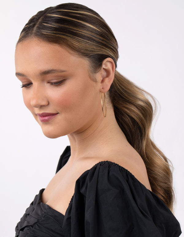 Gold Plated Sterling Silver 50mm Hoop