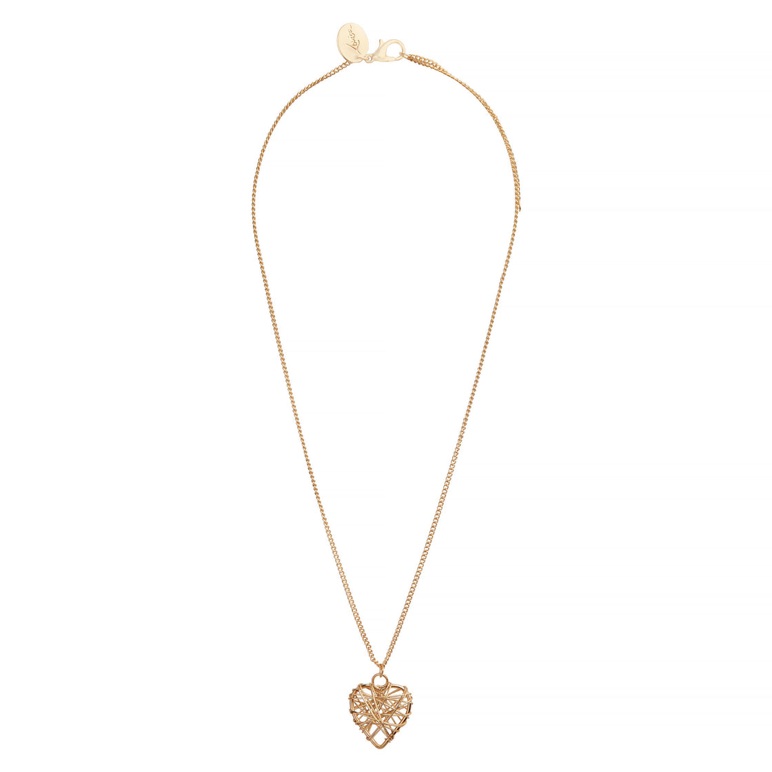 Gold Wire Heart Pendant Necklace