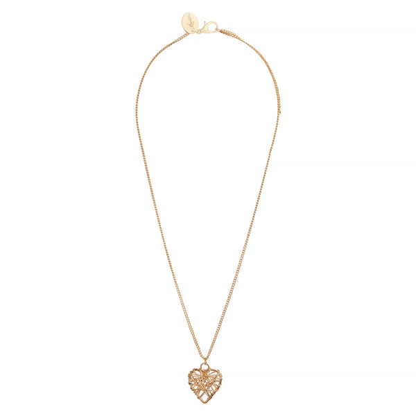 Gold Wire Heart Pendant Necklace