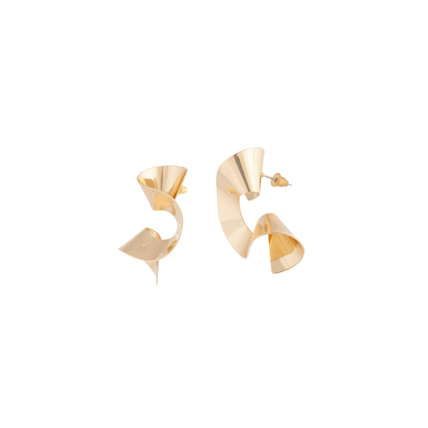 Gold Swirl Statement Stud Earrings