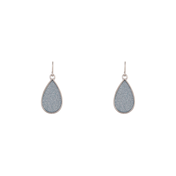 Silver Glitter Teardrop Earrings