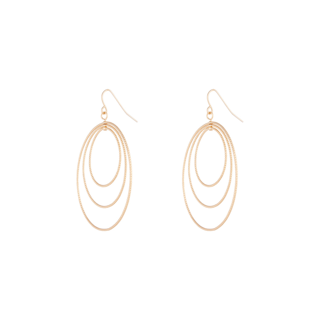 Gold Diamond Cut Circle Multi Drop Earrings