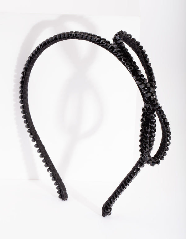 Black Diamante Bow Headband