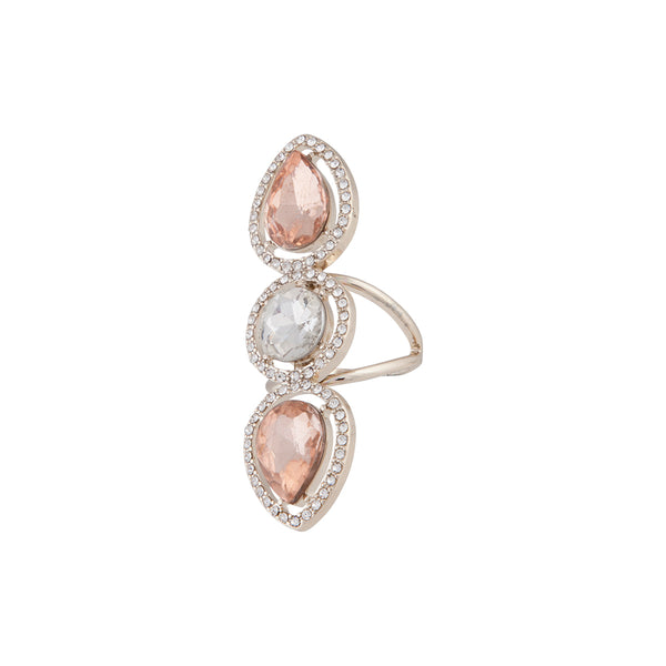 PALE GOLD STATEMENT TRIO STONE RING