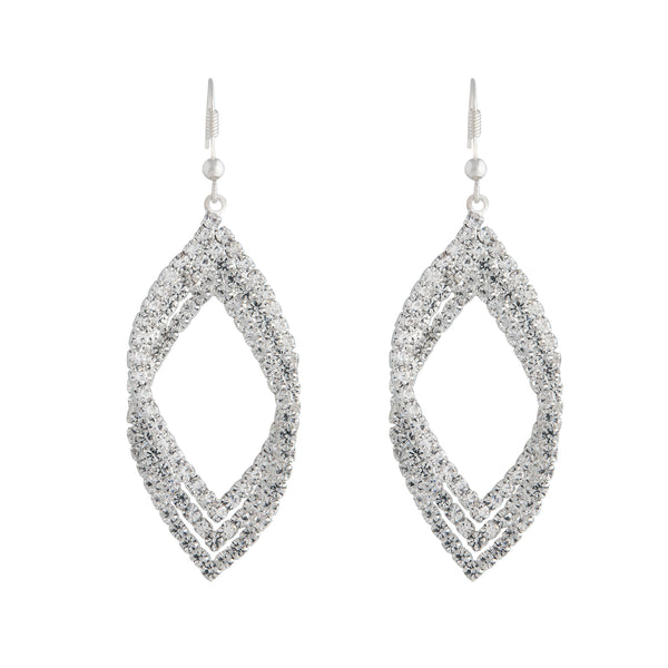 Layered Crystal Navette Twist Drop Earrings