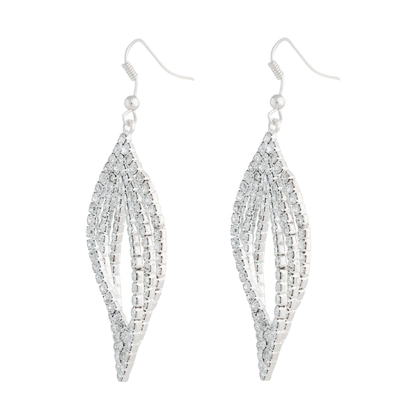 Layered Crystal Navette Twist Drop Earrings