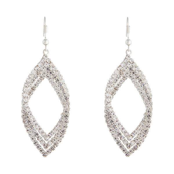 Layered Crystal Navette Twist Drop Earrings