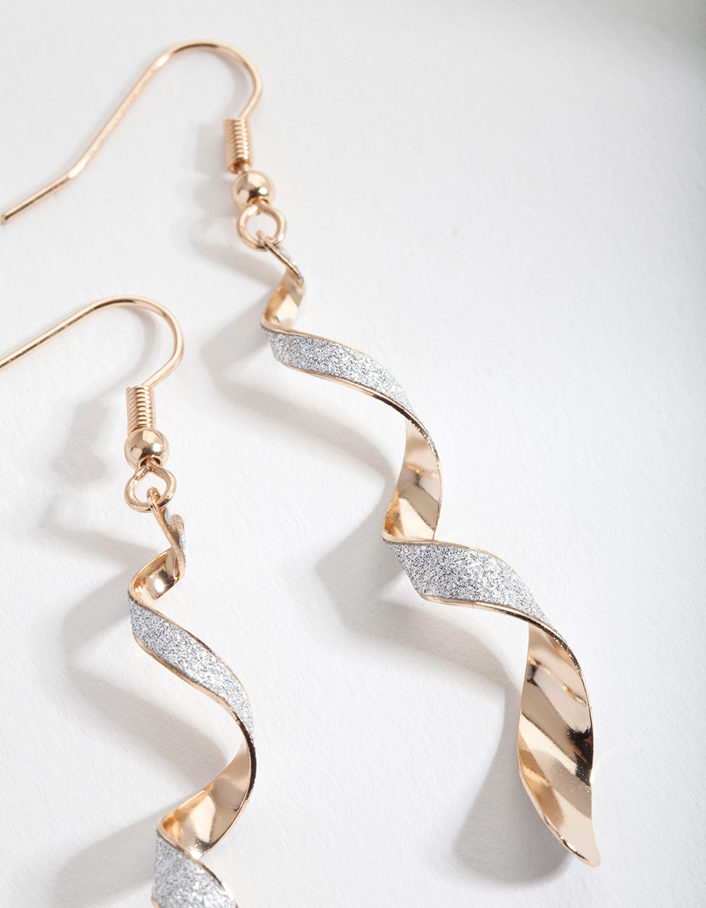 Gold & Silver Glitter Twist Drop Earrings