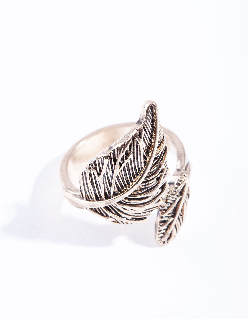 Antique Gold Large & Small Leaf Wrap Ring