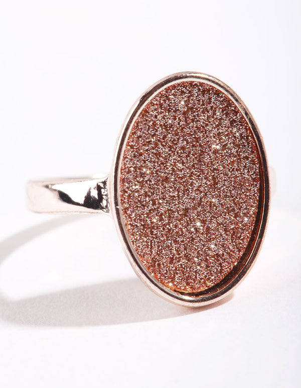 Rose Gold Oval Glitter Paper Ring