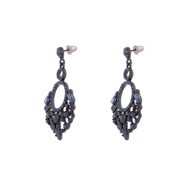 Midnight Blue Oval Drop Earrings