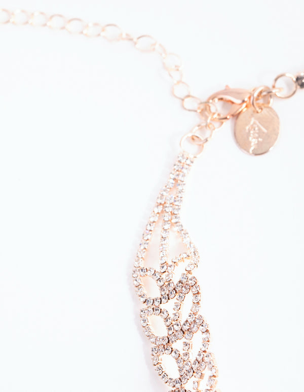 Rose Gold Diamante Petal Choker