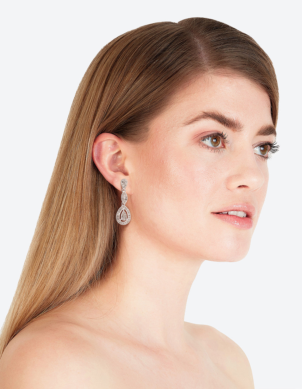 Silver Diamante Stone Set Cut-Out Earring
