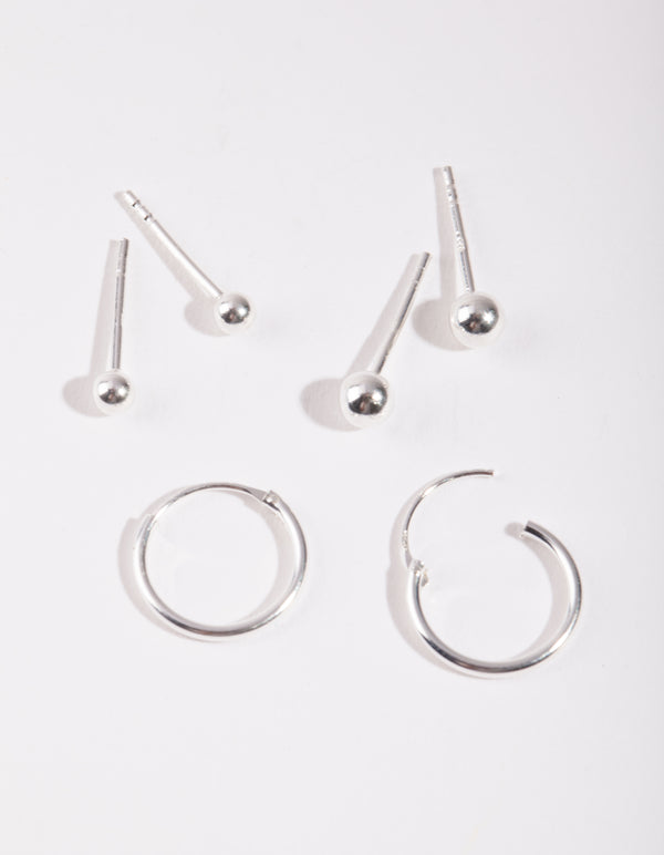 Sterling Silver Gradual Ball Hoop Earring Pack