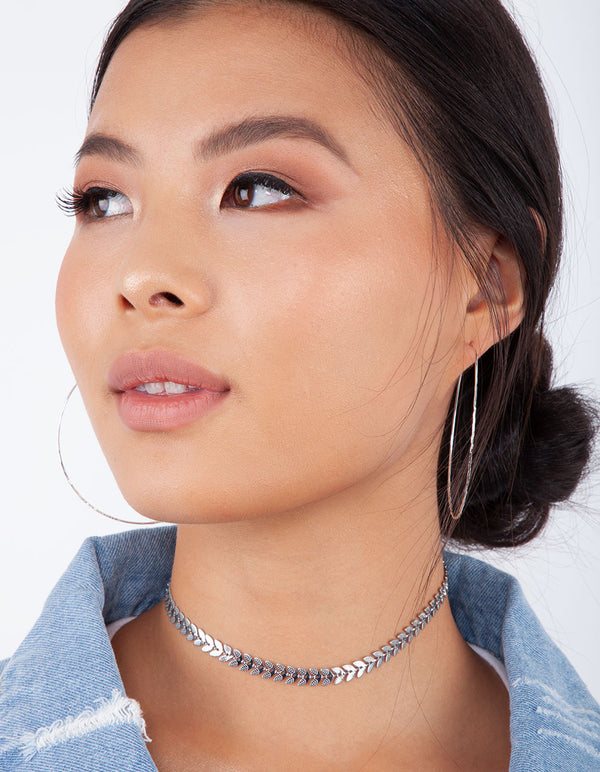 Silver Diamond Cut Hoop Earring Two Pack