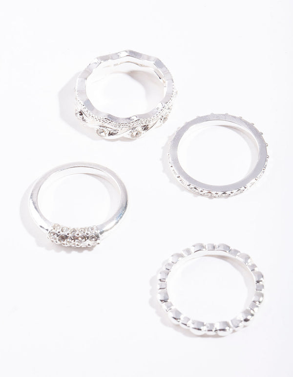 Silver Diamante 5 Stack Ring