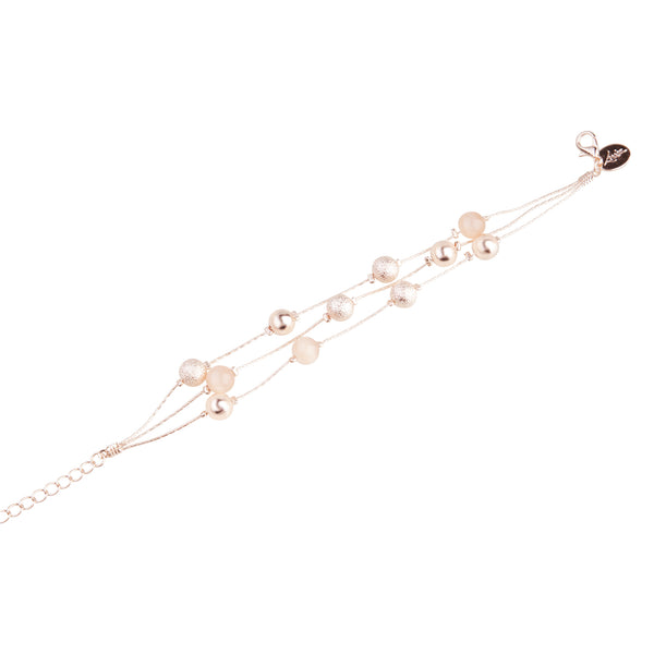 Rose Gold Mix Bead Cat Eye Chain Bracelet