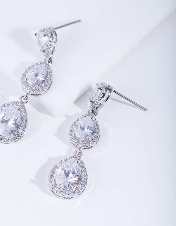 Crystal Trio Teardrop Earring