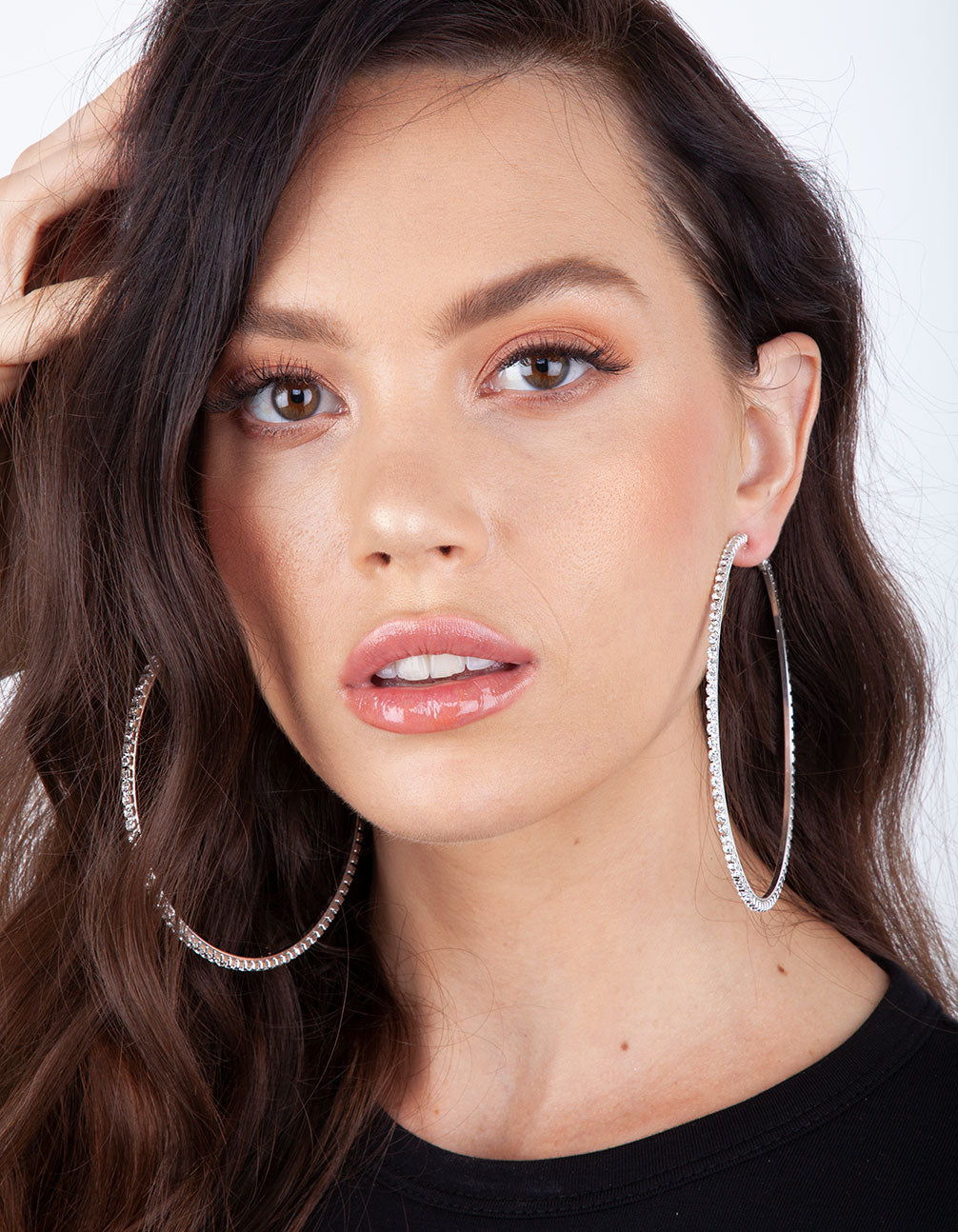 Silver Large Diamante Hoop
