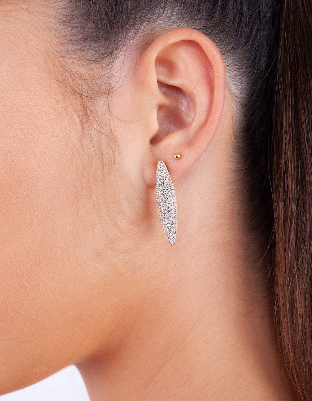 Rose Gold Pave Oblong Earring