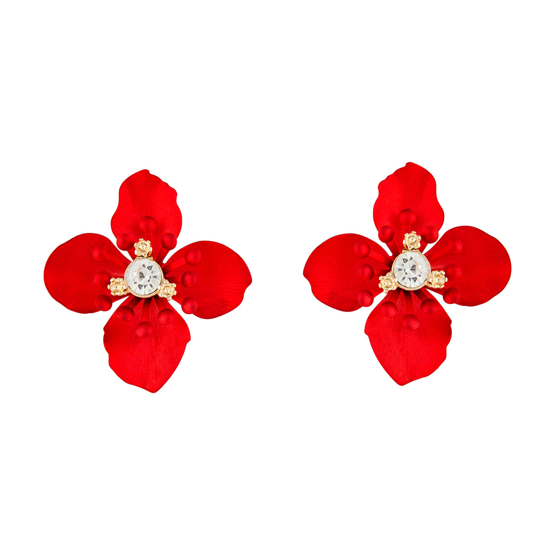 Red Dainty Detailed Petal Stud