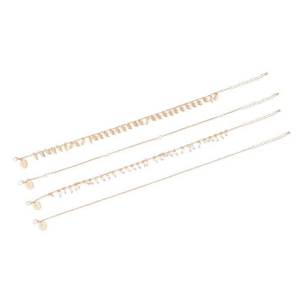 Gold Leaf Jingle Anklet 4-Pack