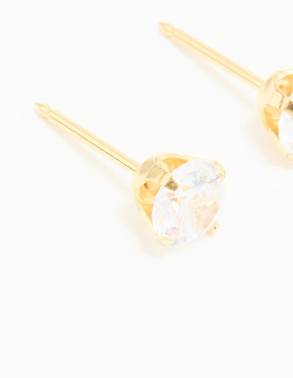 Gold 24K Cubic Zirconia 24K Piercing Stud