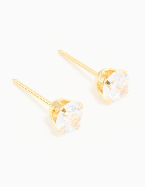 Gold 24K Cubic Zirconia 24K Piercing Stud
