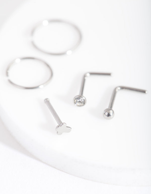 Surgical Steel Fine Cross Nose Piercing 6-Pack